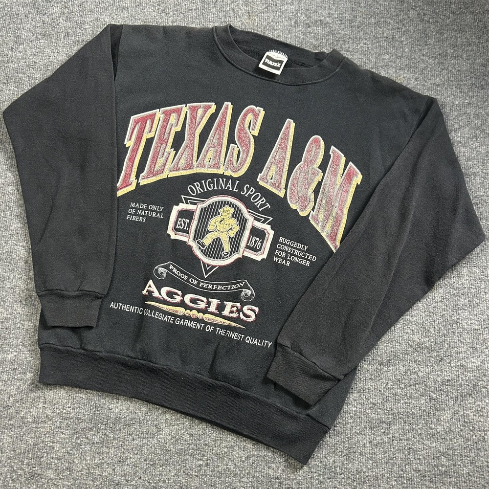 Vintage Texas A&M Aggies Sweatshirt Mens Large Black NCAA Football Tultex USA